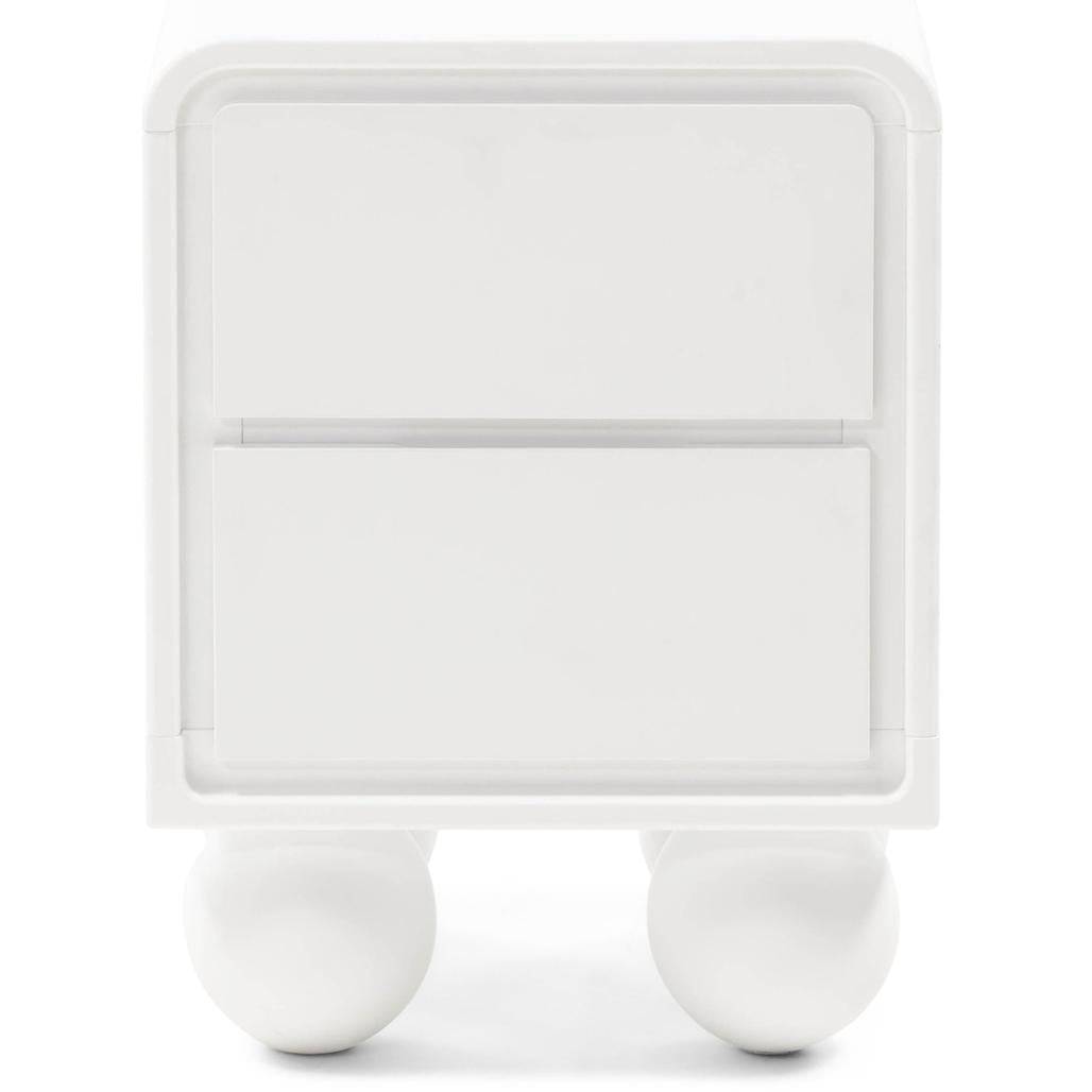 Comodino NORI bianco con gambe sferiche