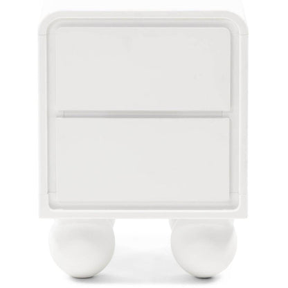 Comodino NORI bianco con gambe sferiche
