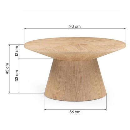Tavolino da caffè ORB 90 cm, rotondo, quercia