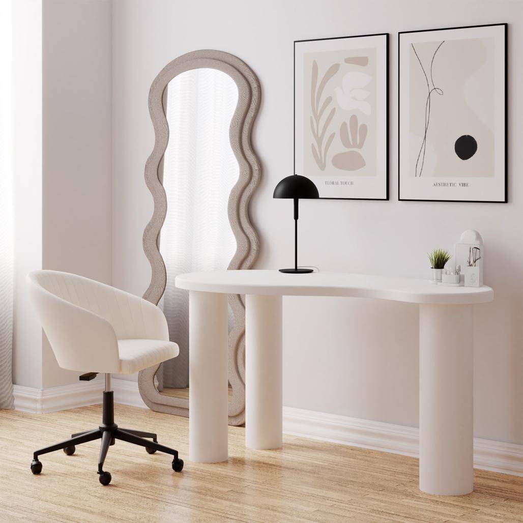 Scrivania/Console MOLYA 140 cm, Bianca, Forme Arrotondate