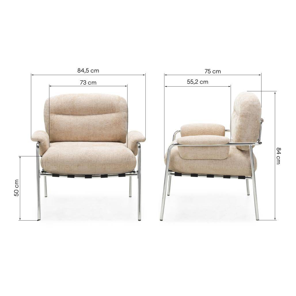 Poltrona MOYA beige con struttura cromata