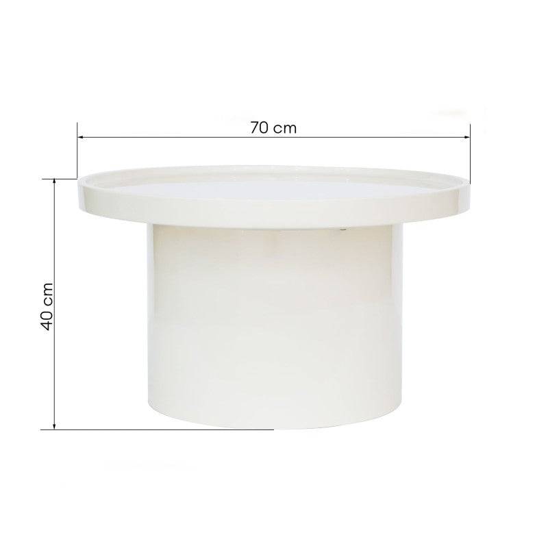 Tavolino CHAN Ø70 cm, bianco, lucido