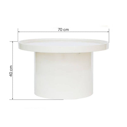 Tavolino CHAN Ø70 cm, bianco, lucido
