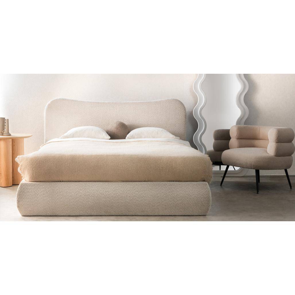 Letto imbottito DOMINIQUE 140x200 cm, beige