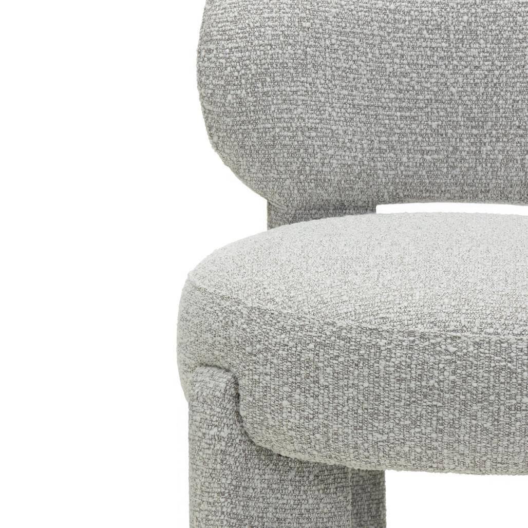 Sedia imbottita SAMMA, grigio, bouclé, forme arrotondate