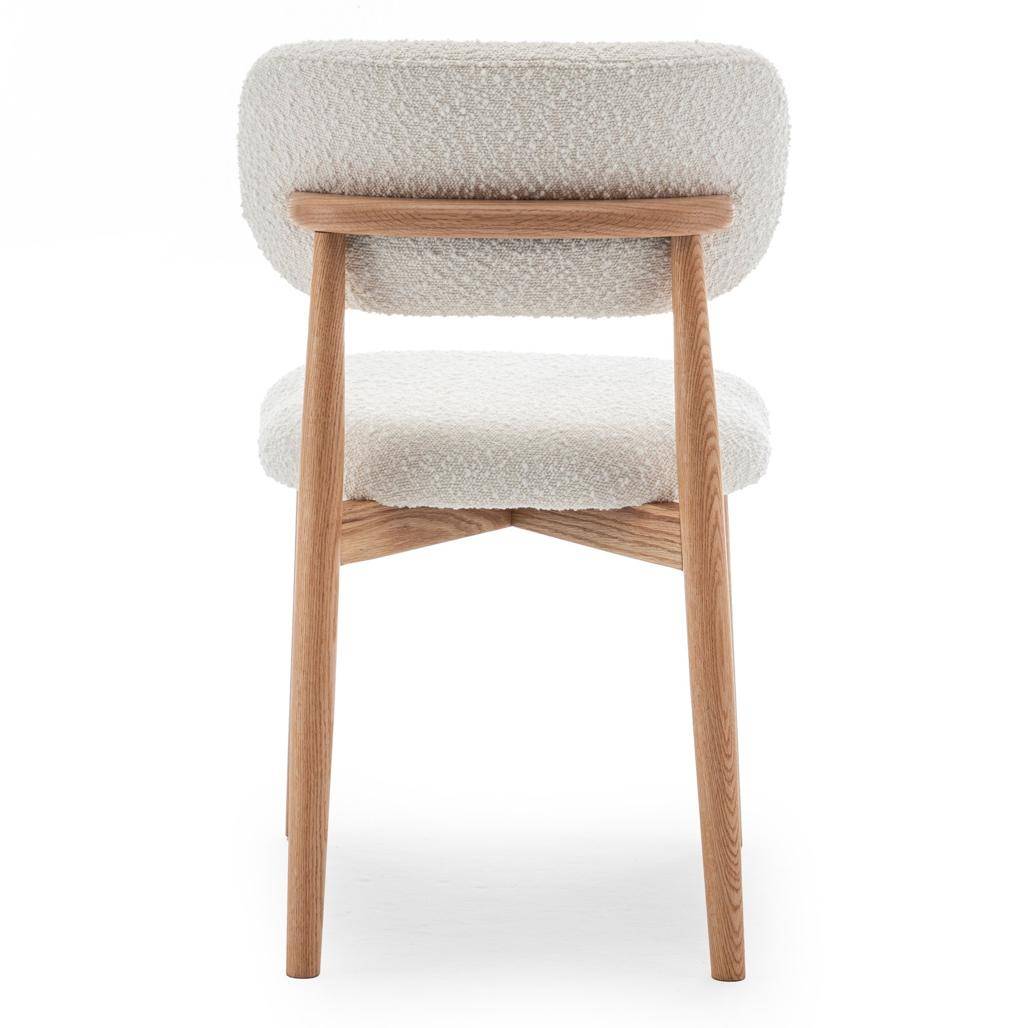 Gepolsterter Stuhl MIA, weiß, Bouclé/Eiche