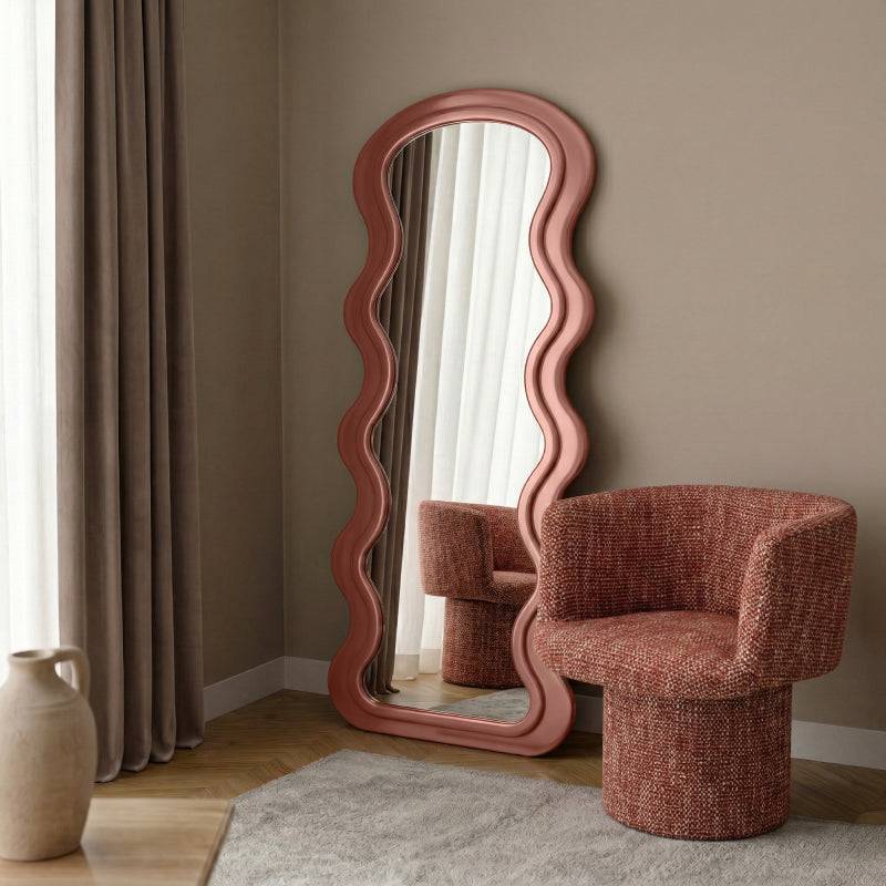 Specchio SELLEG 177x75 cm, forma organica, beige mousse
