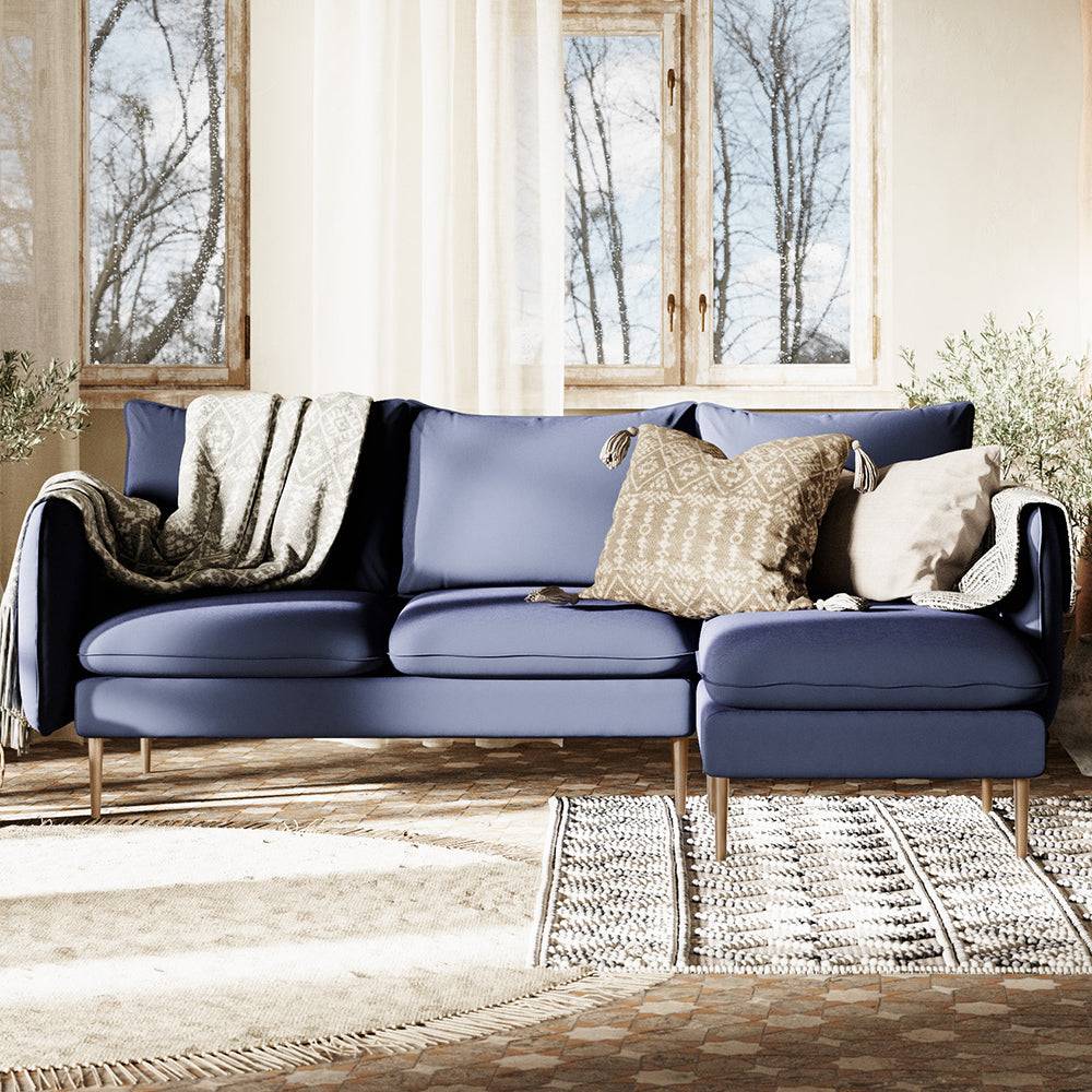 Divano ad angolo POSH P WOOD - Ink, legno naturale