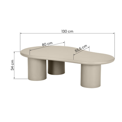Tavolino NADINI, beige scuro, opaco, forme arrotondate