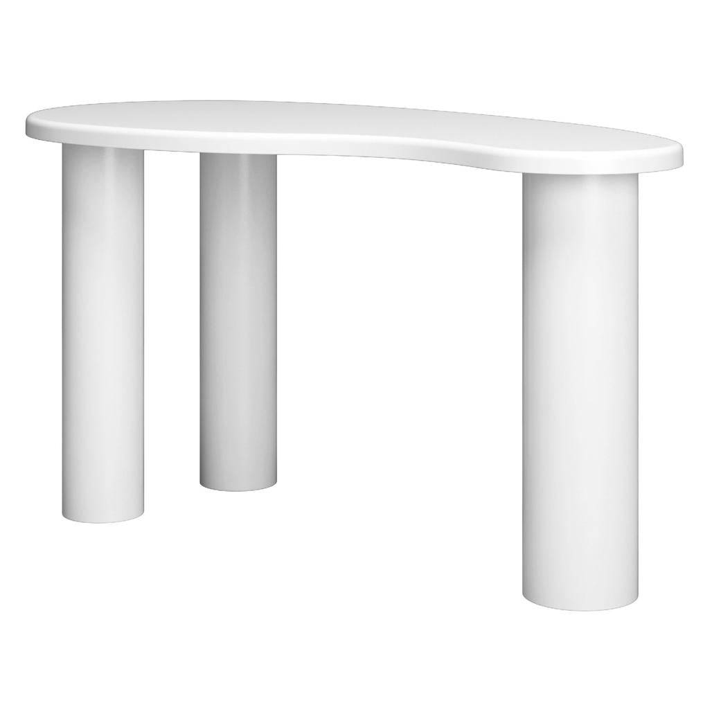 Scrivania/Console MOLYA 140 cm, Bianca, Forme Arrotondate