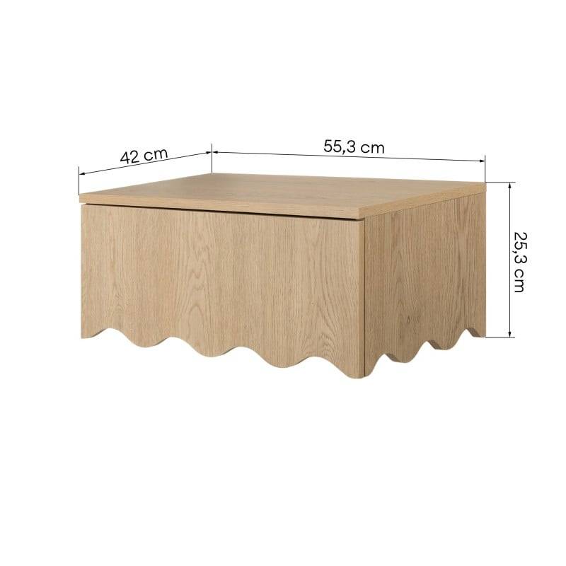 Comodino TIM Cremona Torro Oak con Onda