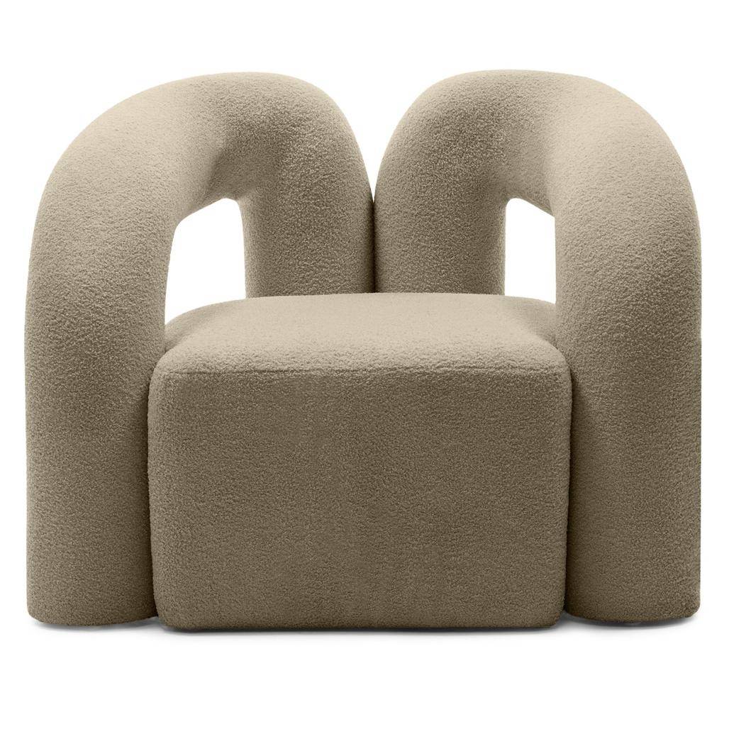 Poltrona imbottita SELLEL, marrone, bouclé