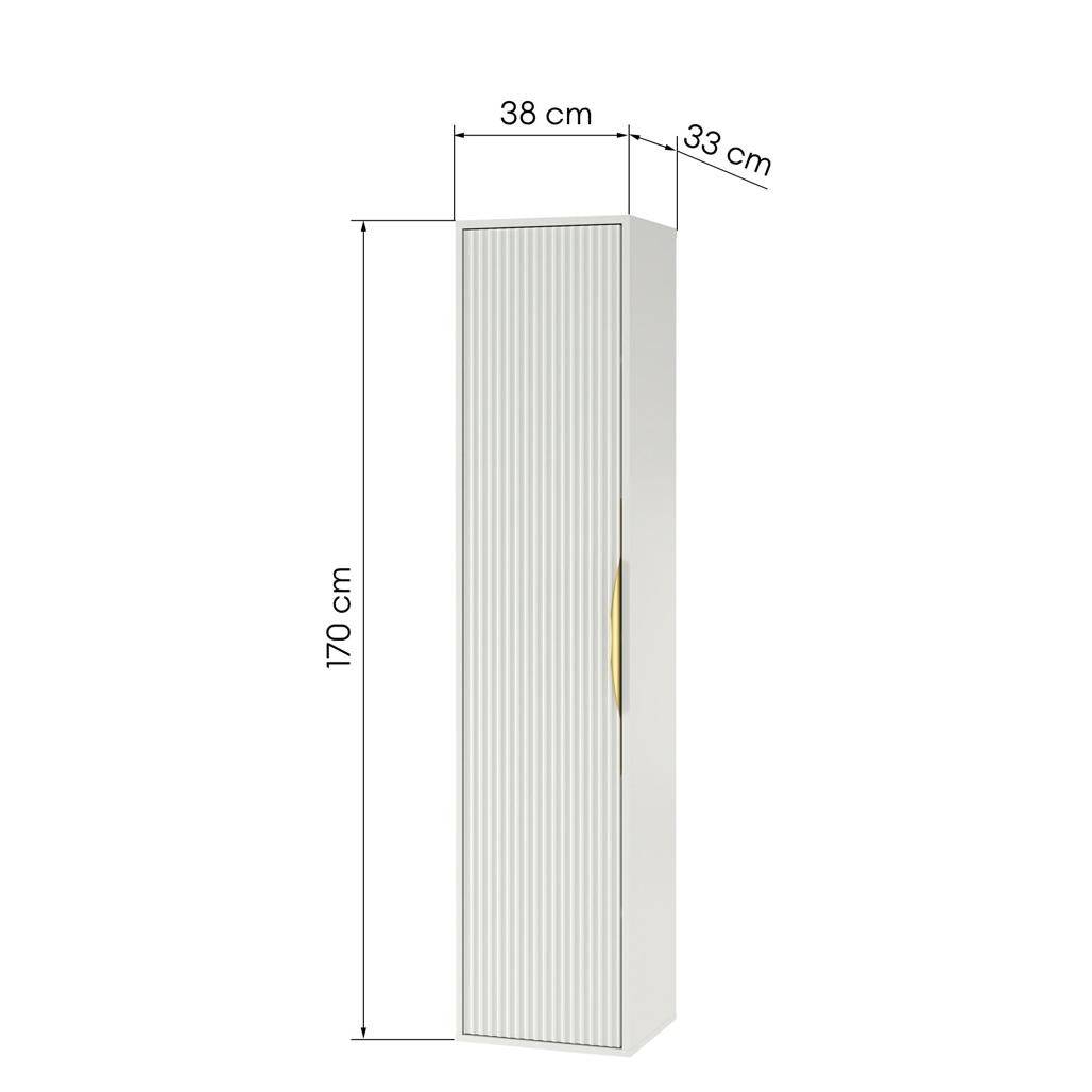 Mobile bagno ANVERS, rigato, maniglia oro, bianco