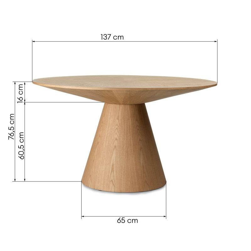 KORELLA Tavolo Rotondo 137 cm Rovere Naturale