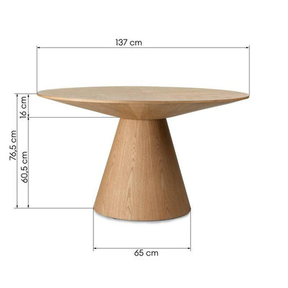 KORELLA Tavolo Rotondo 137 cm Rovere Naturale
