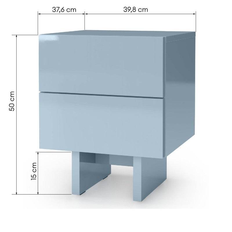 Comodino GLAM, blu fumé, lucido