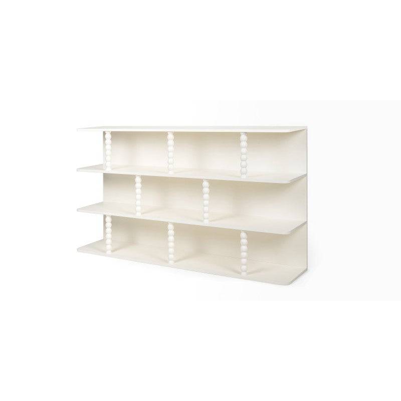 Scaffale basso PERLEN bianco, supporti a sfera