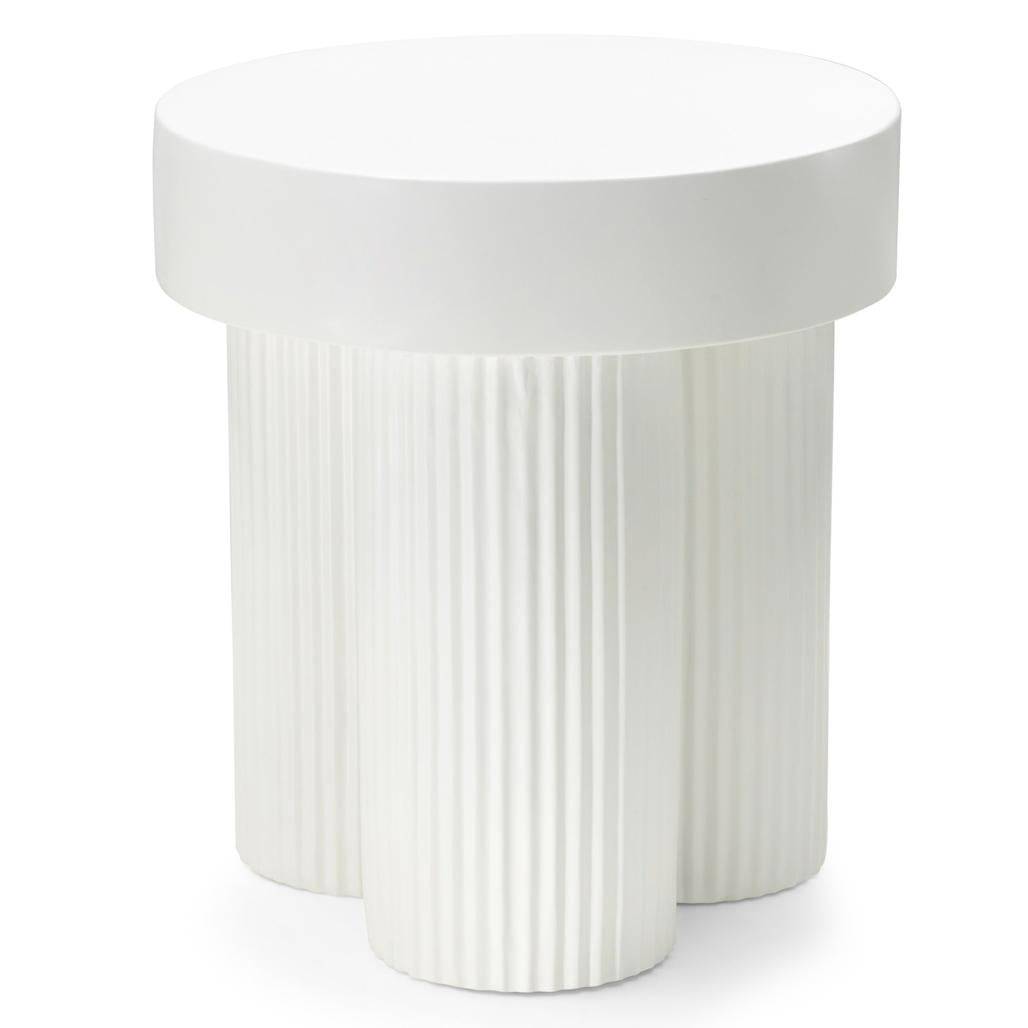 Tavolino RIGATO 45 cm, tondo, bianco, rigato
