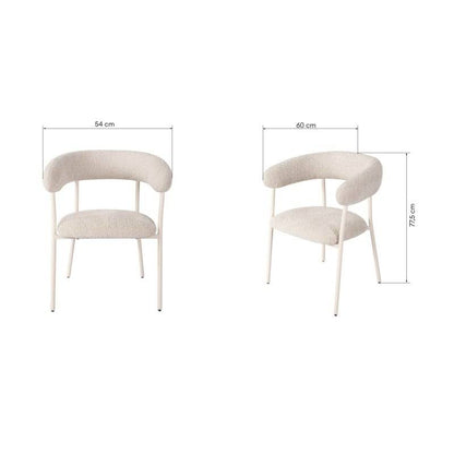 Stuhl MALUA, beige gepolstert, mit weißen Beinen