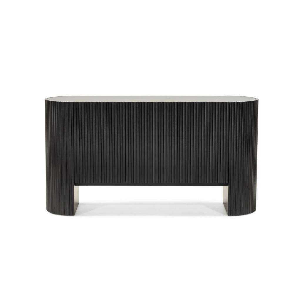 Kommode NOIR schwarz mit gerillter Oberfläche
