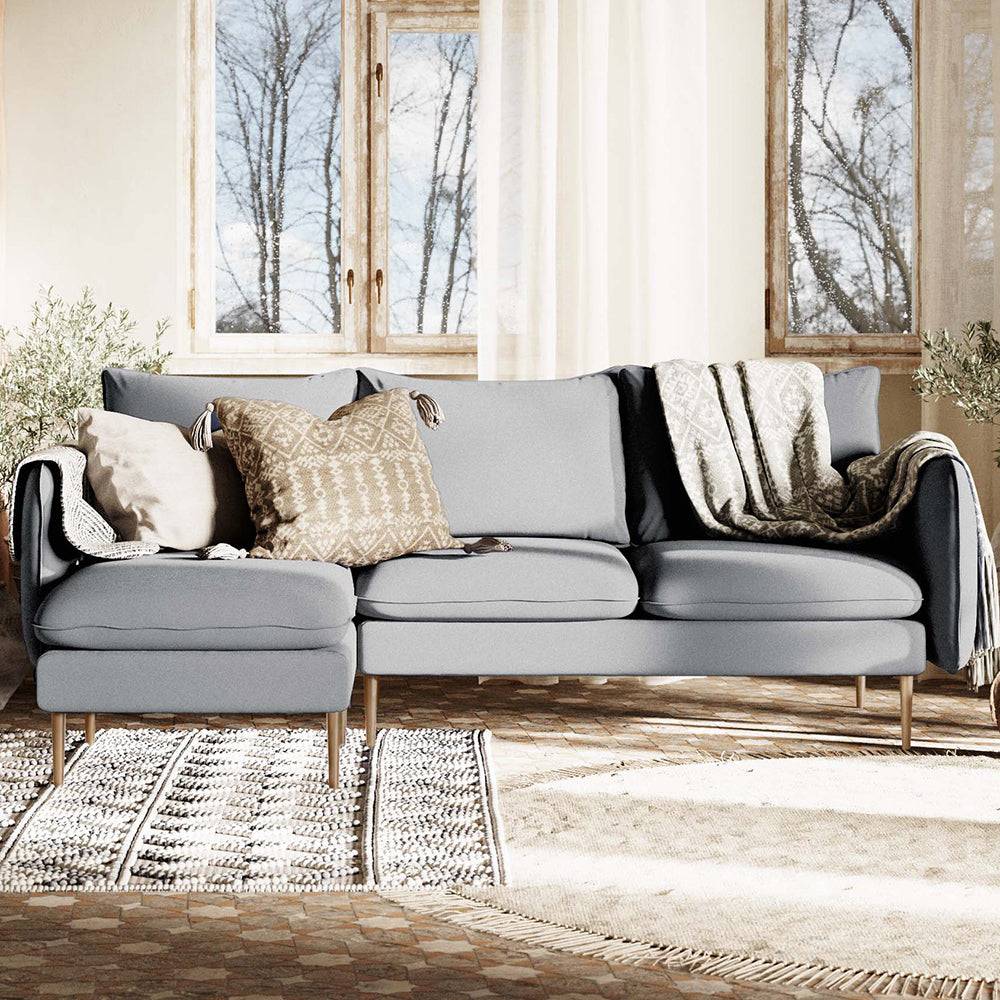 Ecksofa POSH L WOOD Platin