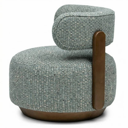 Lounge-Sessel MARABELL, abgerundete Formen, blau-beige/Nussbaum