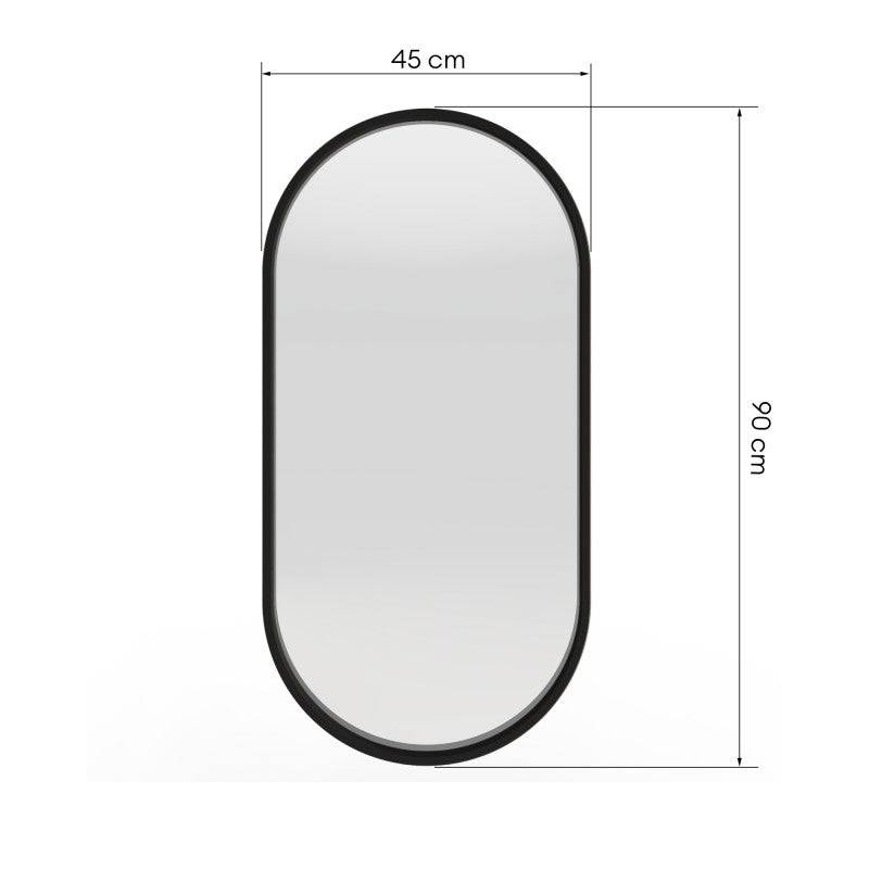 Specchio SIMPLE 45x90 cm, forma ovale, nero