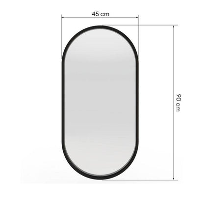 Specchio SIMPLE 45x90 cm, forma ovale, nero