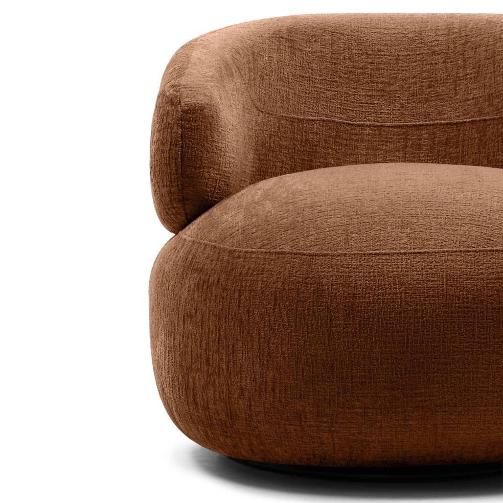 Poltrona girevole ORIEL, rame, forme arrotondate