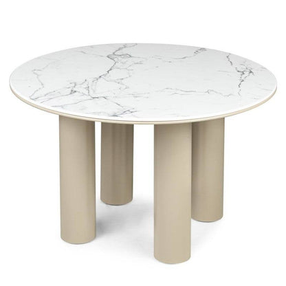 BEJRO Tavolo da Pranzo 120 cm Rotondo Beige Scuro