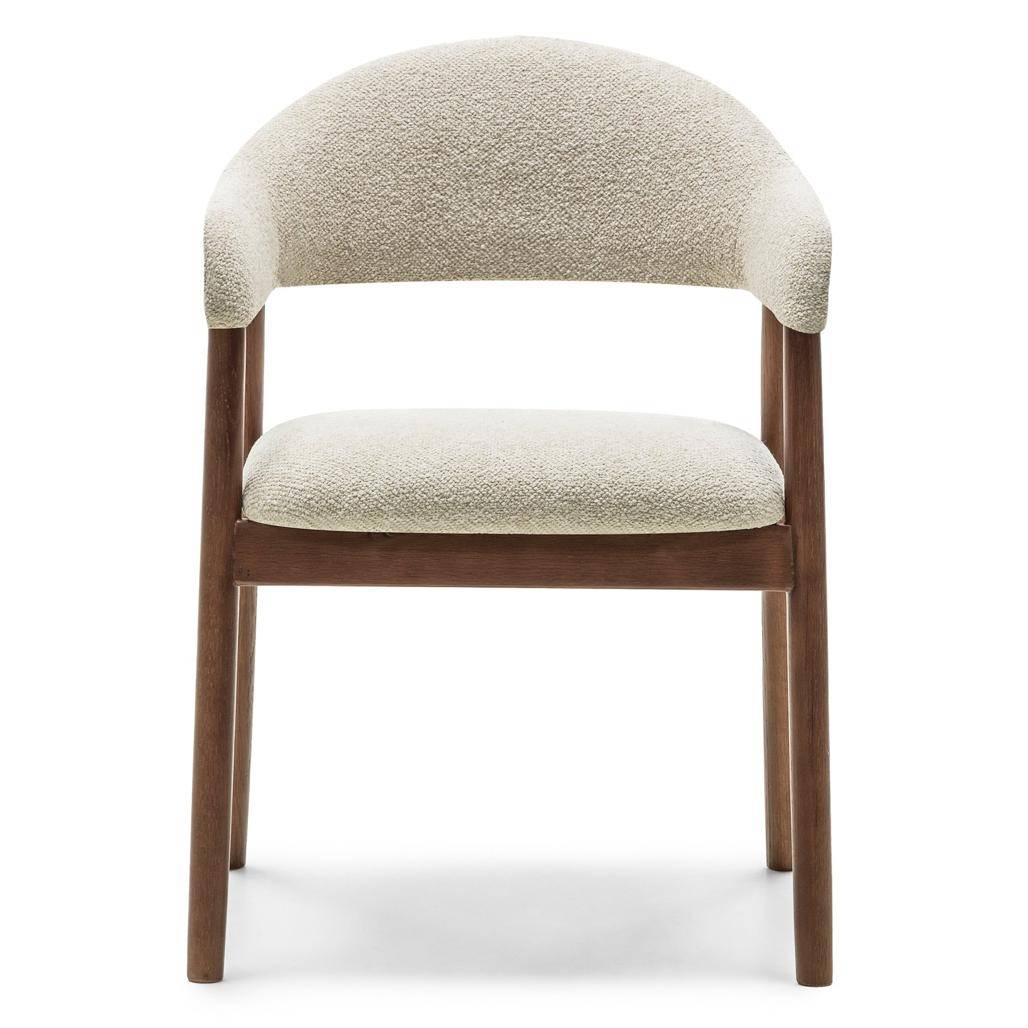 Polsterstuhl LARIS Beige Bouclé/Nussbaum