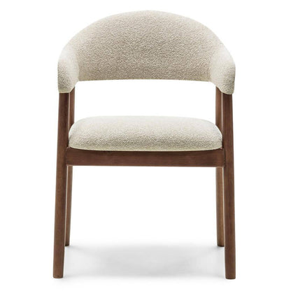 Polsterstuhl LARIS Beige Bouclé/Nussbaum
