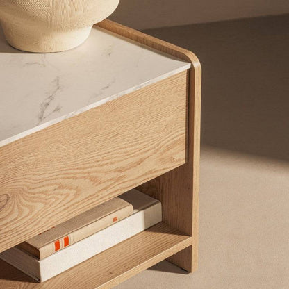 Nachttisch TANNA Cremona Torro Eiche, Crystal Marble