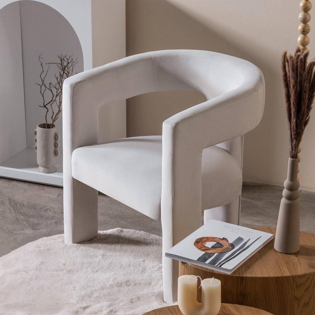 Poltrona Lounge LAUREN VELVET, Samt beige
