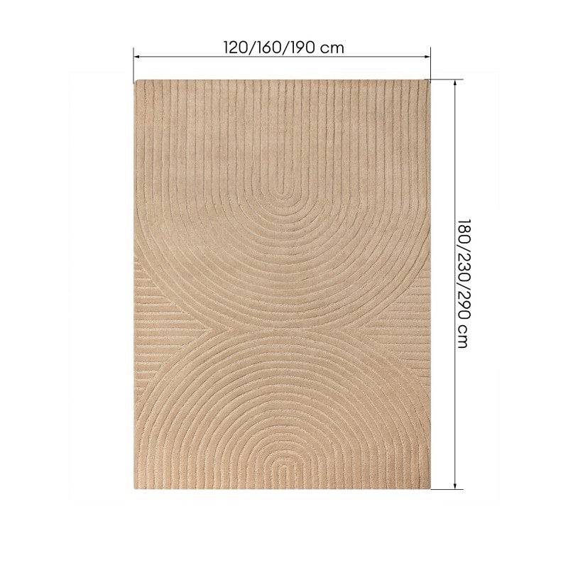 Rechteckiger Teppich MORO, Wolle, dunkelbeige