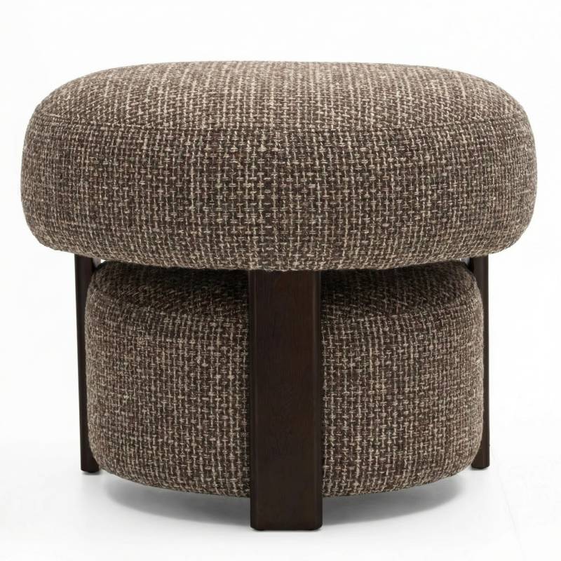 Poltrona lounge MARBELLO, forme arrotondate, marrone-crema/noce