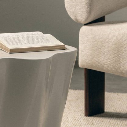 Tavolino Laterale FIOR 49 cm, Grigio-Beige, Lucido