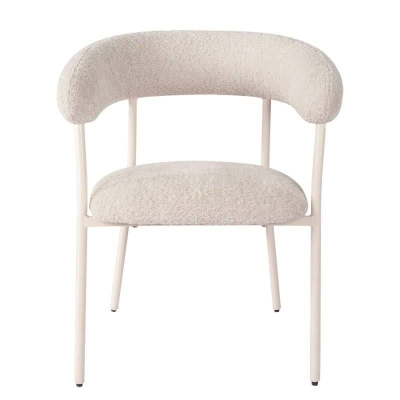 Stuhl MALUA, beige gepolstert, mit weißen Beinen