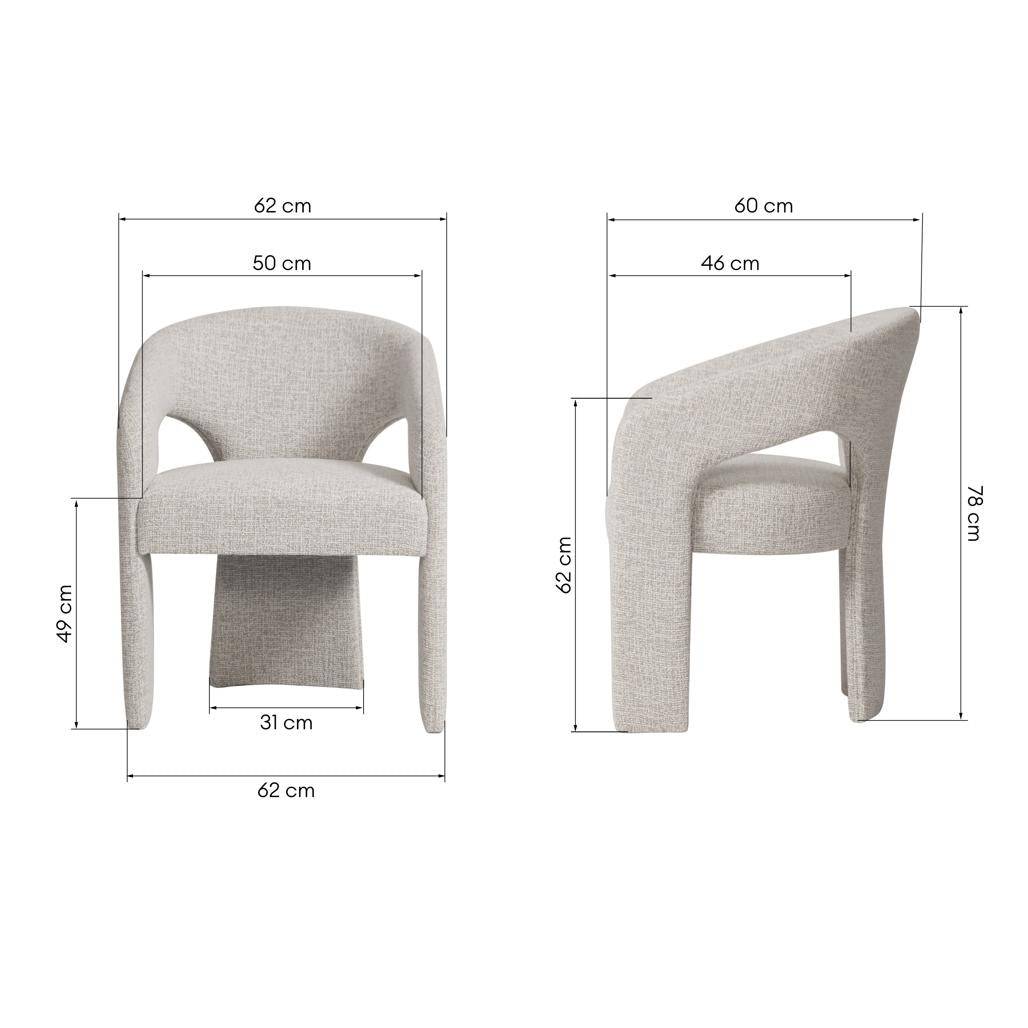 Polsterstuhl NAURINE, Beige und Creme