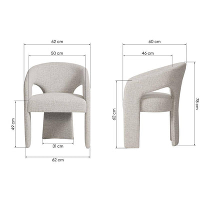 Polsterstuhl NAURINE, Beige und Creme
