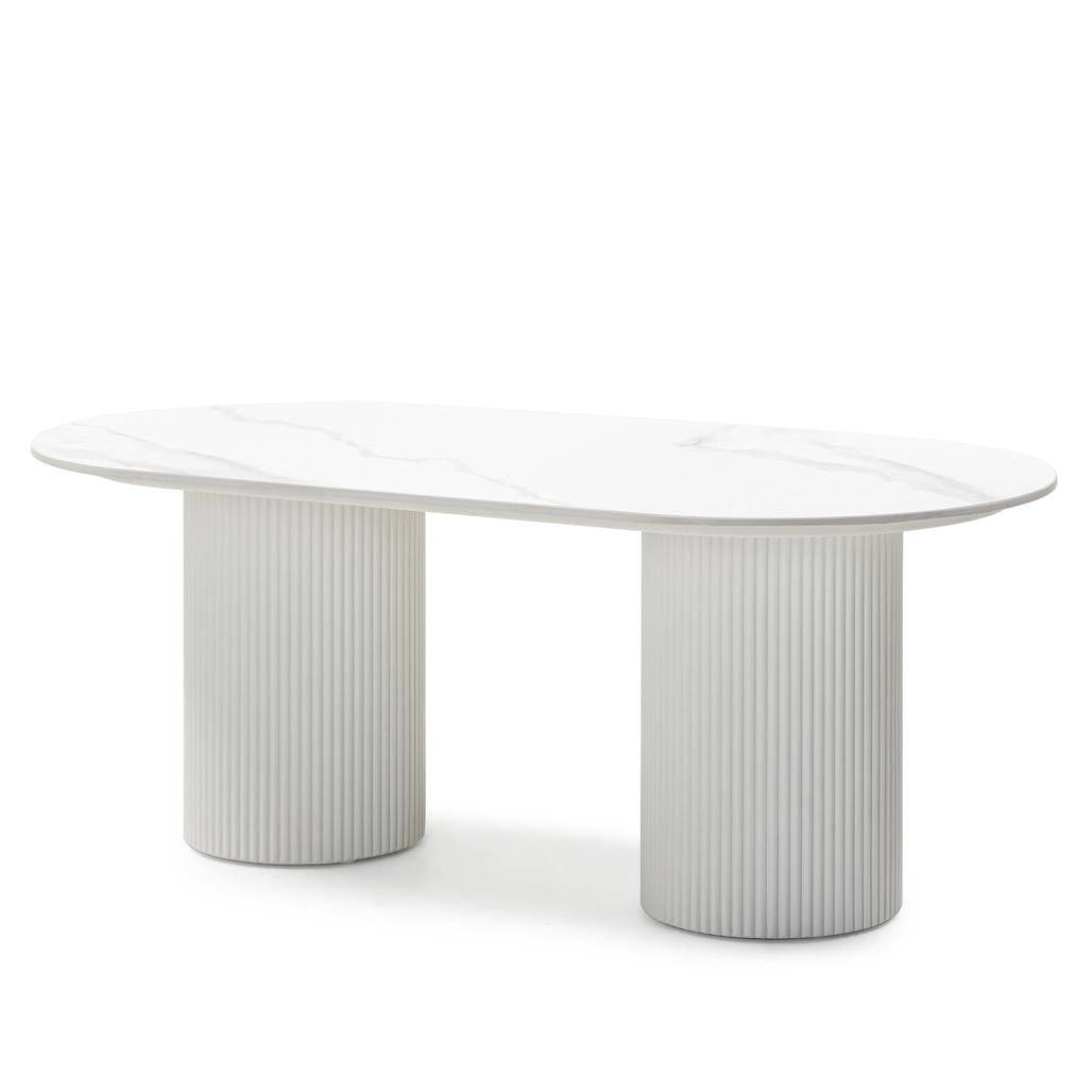 Tavolino da caffè 120 cm MARBELLA ovale effetto marmo