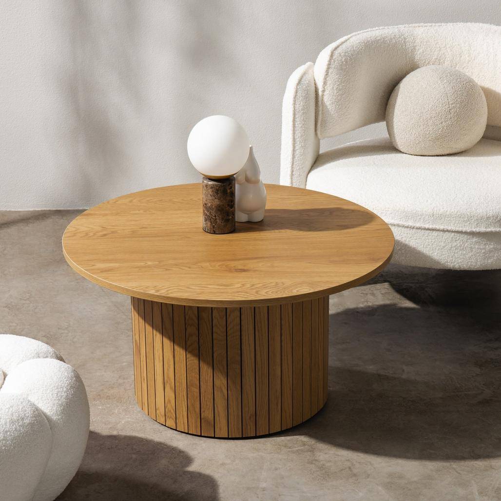 Tavolino Caffè UNANIME Ø80 cm, rovere