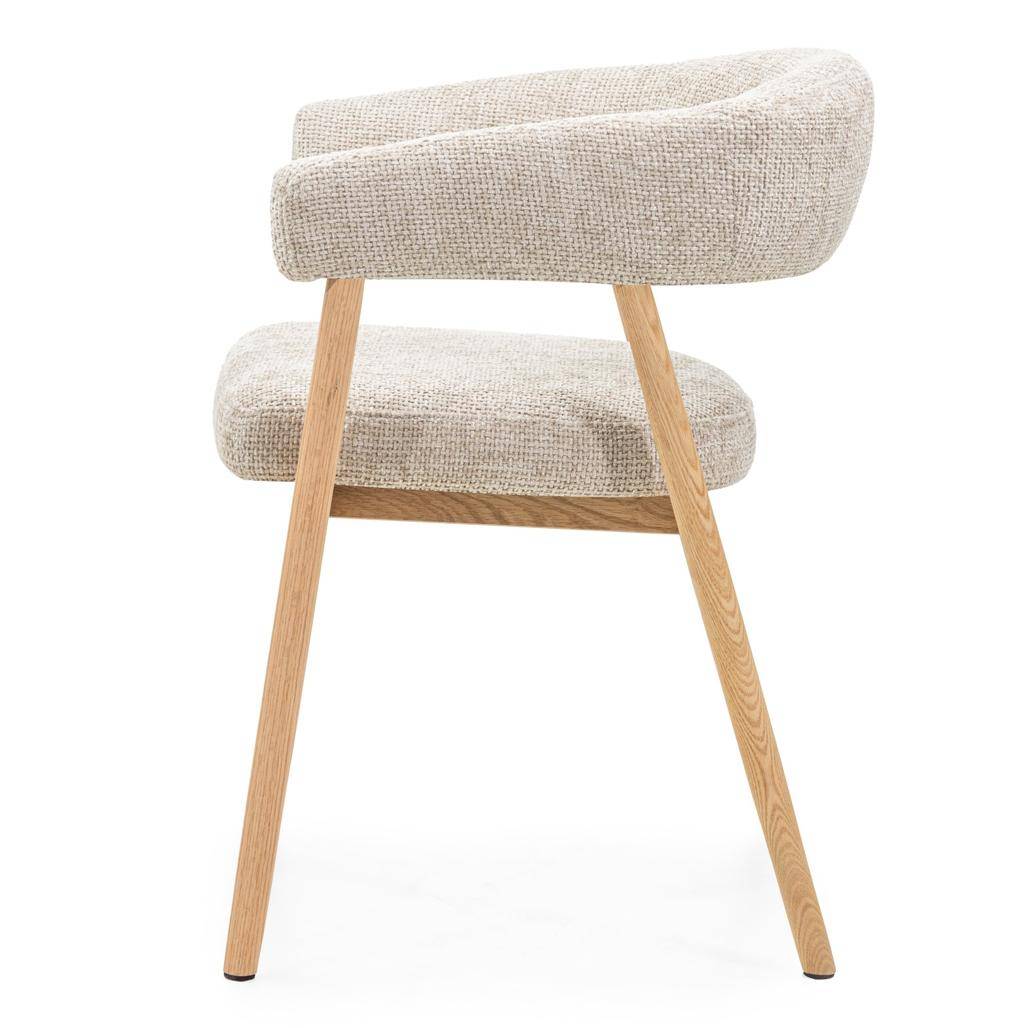Gepolsterter Stuhl MUE, Beige/Eiche
