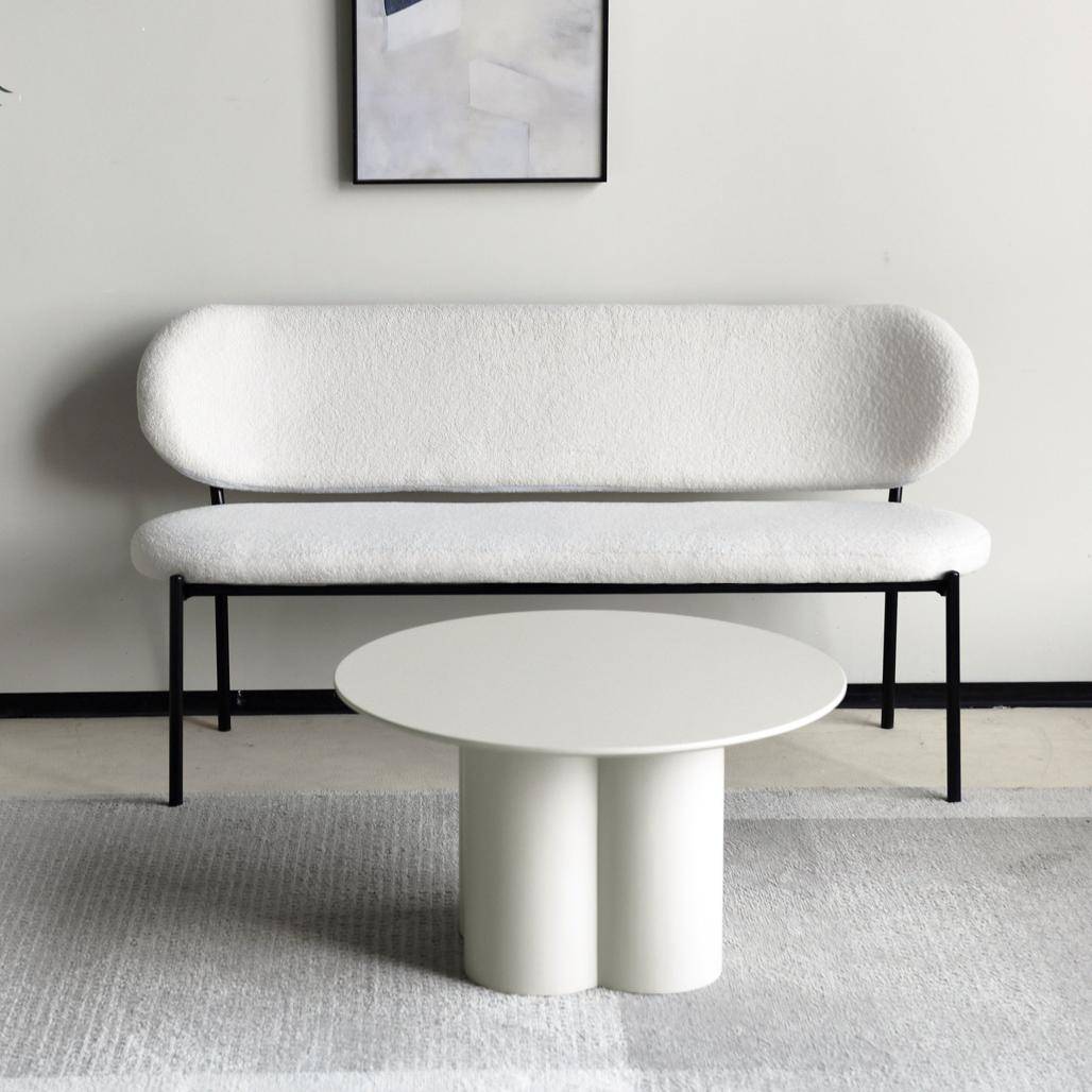 Tavolino Caffè LAVANO 80 cm, tondo, grigio beige