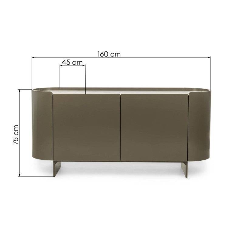 NARN Cassettiera ovale verde/grigio sinterizzato lucido