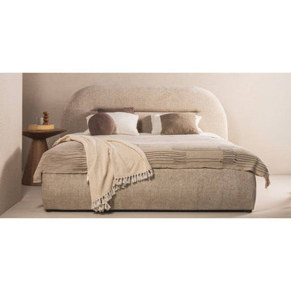 Letto imbottito MALANEL 160x200 cm, beige chiaro, arrotondato