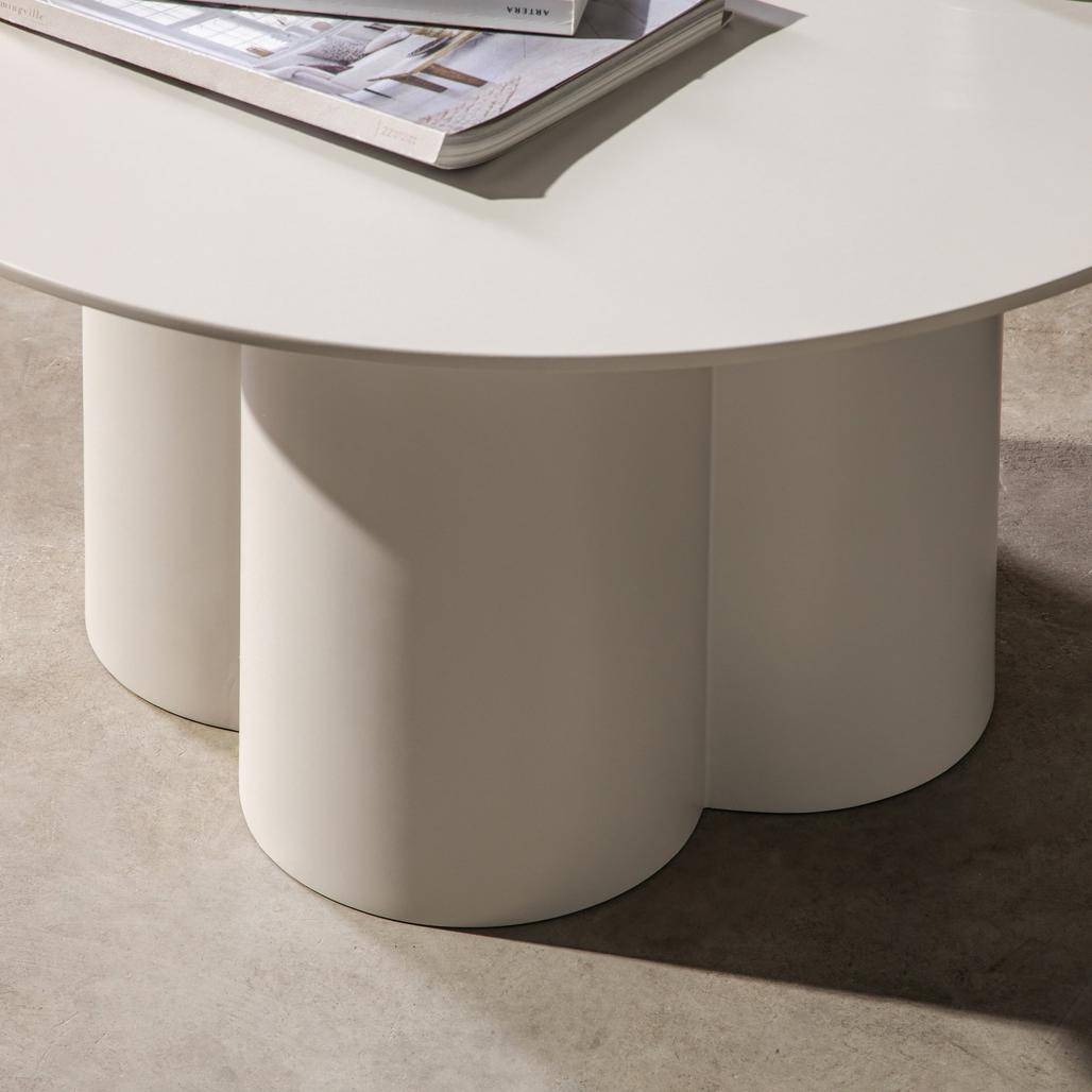 Tavolino Caffè LAVANO 80 cm, tondo, grigio beige