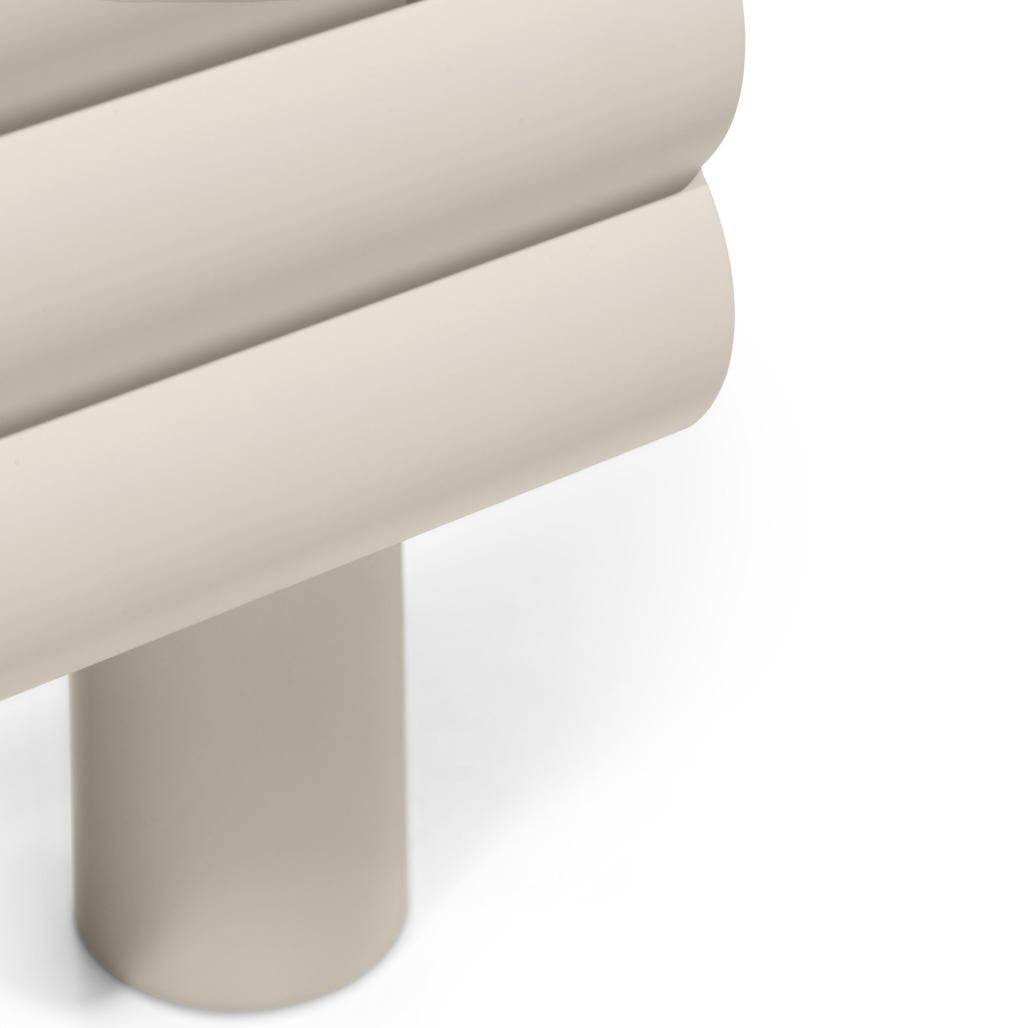 Mobile TV LUEL, righe decorative, beige, forme arrotondate