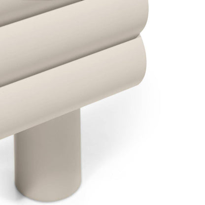 Mobile TV LUEL, righe decorative, beige, forme arrotondate