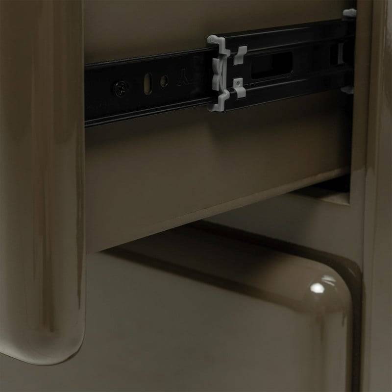 Comodino AGOS con cassetti, verde/grigio, forme arrotondate
